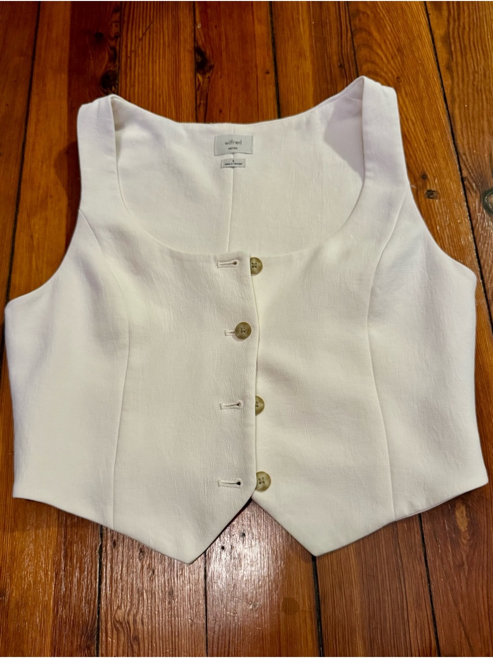 Aritzia White Crepe Wilfred Vest, Size Small